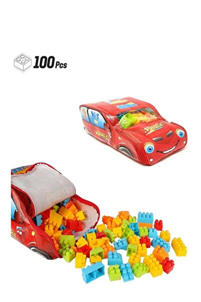Fun Moment مجموعة مكعبات بناء من 100 قطعة مع حقيبة تخزين على شكل سيارة