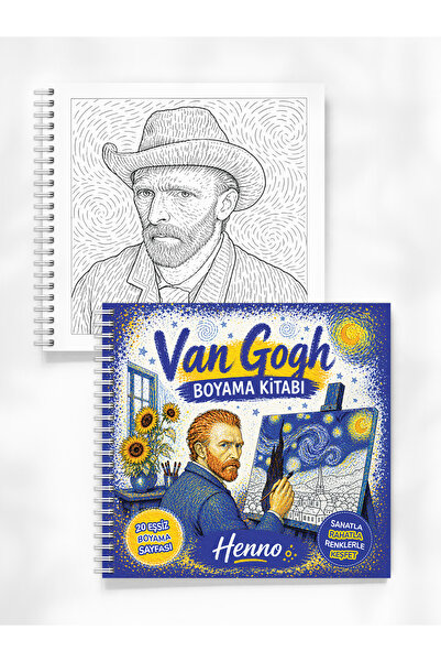 Henno Van Gogh Boyama Kitabı 20 Sayfa 21x20 cm Sanat Çizim Boyama Aktivite Ki...