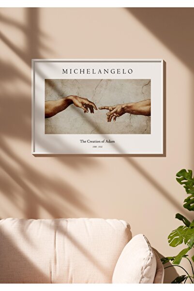 Carmen Michelangelo - Adem'in Yaratılışı - Çerçeveli Tablo (Naturel, Siyah, B...