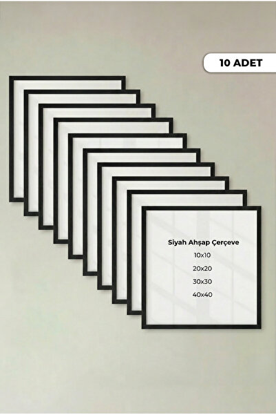 Zevahir Mobilya Dekorasyon 10 ADET Kare Puzzle Siyah Duvar Tablosu – Poster v...