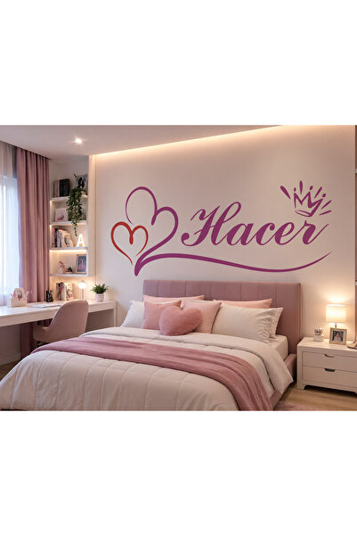 DHELEKTROMARKET Kişiye Özel İsimli Duvar Sticker – Prenses Taç & Kalp Tasarım