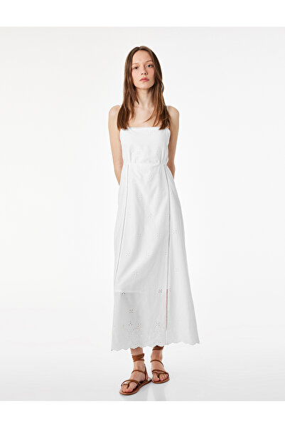 Koton Φόρεμα με κορδόνια, σε γραμμή Α, με λαιμόκοψη U, βαμβακερό, κεντημένο, ...