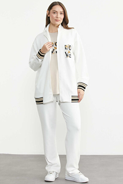 Sementa Σετ φόρμας με φερμουάρ και ψηλό γιακά Scuba - Εκρού