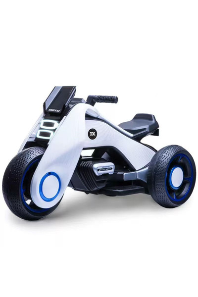 Lacoz Rechargeable Kids Electric Motorcycle Tricycle With Button Controls Silver