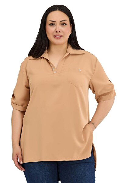 DISENTIS MODEST Μπλούζα βιζόν μεγάλου μεγέθους με λεπτομέρεια κουμπιών στο γι...