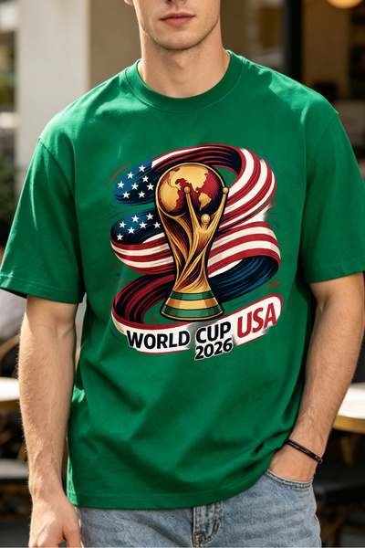 Fleck تيشيرتات رجالية بتصميم علم الولايات المتحدة لكأس العالم 2026، ملابس صيف...