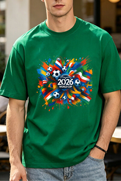 Fleck قمصان رجالية بأسلوب كاجوال بتصميم كأس العالم 2026 لكرة القدم، ملابس صيف...