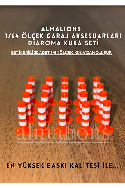 1/64 Scale Diaroma Traffic Garage Accessories Tins 20 Pcs Orange & White