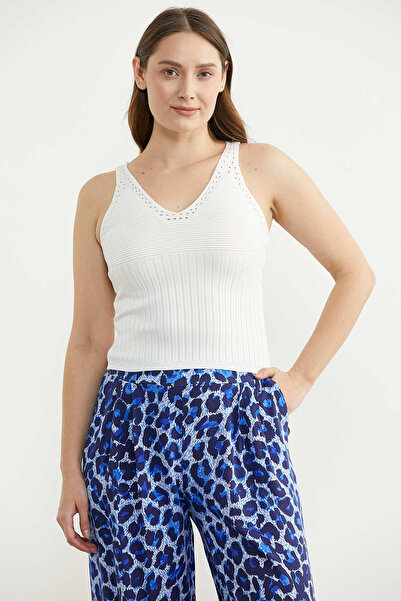 Sementa Πλεκτό εσώρουχο με λεπτές τιράντες και λαιμόκοψη V - Λευκό