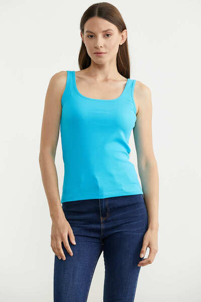 Sementa Βαμβακερό Αθλητικό Τοπ με Χοντρές Τιράντες - Τιρκουάζ