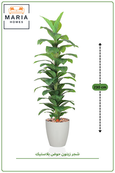 MARIA HOMES Artificial Large Leaf Tree 230 cm with Pot – Tall Indoor Decorati...