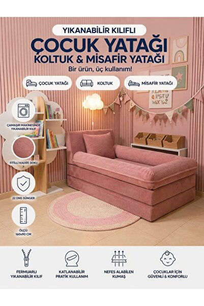 COLORMİX Katlanabilir Çok Amaçlı Sünger Koltuk Yatak 3'ü 1 Arada Koltuk Çocuk...