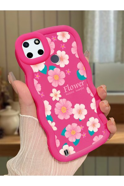 Hontinga Realme C21Y Compatible Shockproof Simple Red Silicone Phone Case Flo...