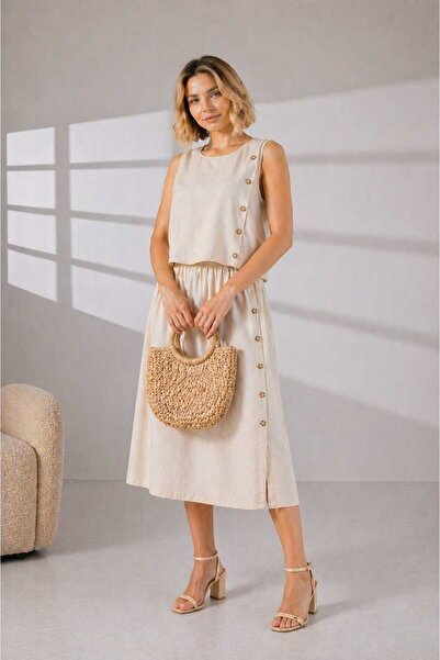 lubiti Σετ Aerobin με μπλούζα με κουμπιά/αμάνικη μπλούζα και φούστα με ελαστι...