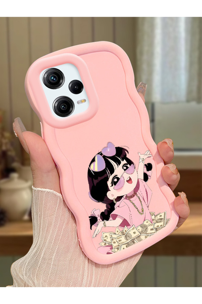 Hontinga Redmi Note 12 Pro 5G Uyumlu Darbeye Dayanıklı Basit Pembe Silikon Te...