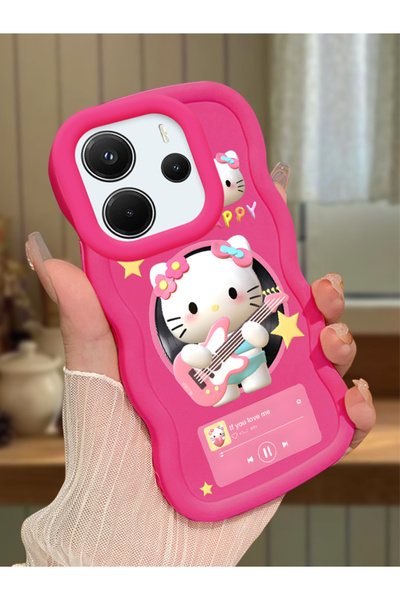 Hontinga Redmi Note 14 4G Uyumlu Darbeye Dayanıklı Basit Kırmızı Silikon Tele...