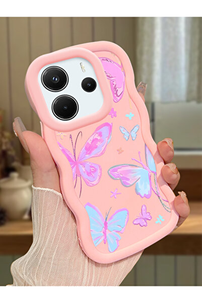SLIMFELT Redmi Note 14 4G Uyumlu Yüksek Kalite Kelebek Silikon Kılıf, Darbeye...