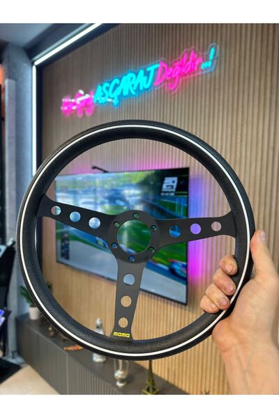 as garaj 35 CM DİREKSİYON SİMİDİ BEYAZ ÇİZGİLİ