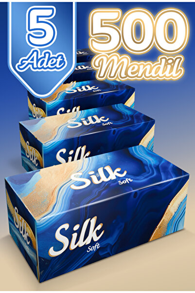silk "500" Soft Çift Katlı Pratik Mendil Çek Kullan Kutu Mendil (5ADET)x(100M...