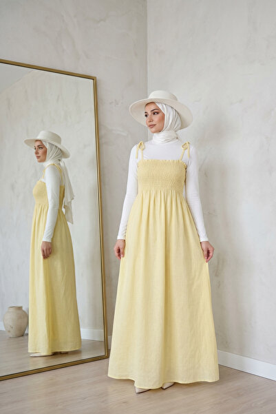 Zeneva Collection Βαμβακερό καλοκαιρινό φόρεμα με μακριά τιράντες χωρίς επένδυση