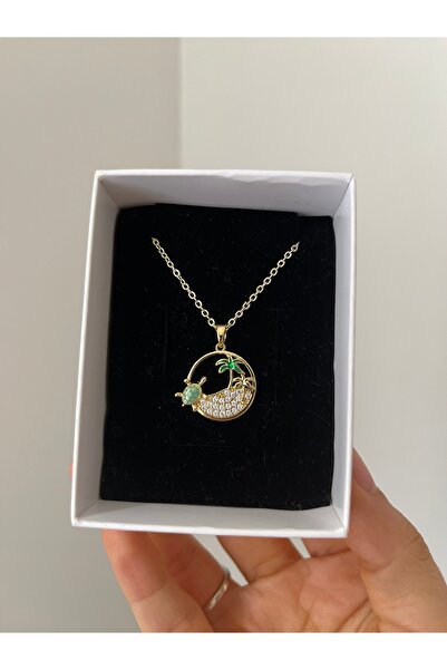 Rose and Light قلادة على شكل نخلة وسلحفاة ذات طابع صيفي