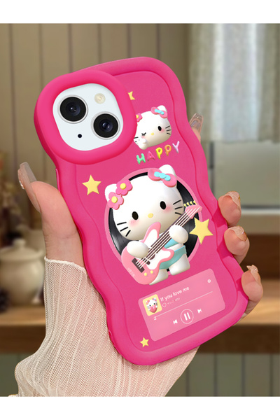 Hontinga iPhone 15 Uyumlu Darbeye Dayanıklı Basit Kırmızı Silikon Telefon Kıl...