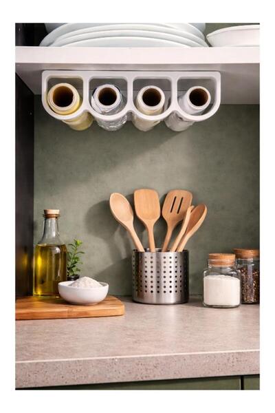 MisterionStudio ΛΕΥΚΗ θήκη για ρολά κουζίνας, χαρτί ψησίματος 4 θέσεων - οργα...