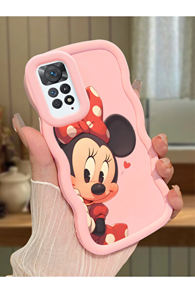 Hontinga Redmi Note 11 Pro 5G Uyumlu Darbeye Dayanıklı Basit Pembe Silikon Te...