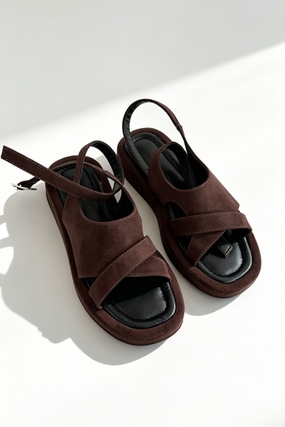Shoebutik Sonia Bitter Brown Suede Women's Sandals