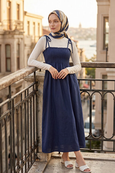 Zeneva Collection Βαμβακερό καλοκαιρινό φόρεμα με μακριά τιράντες χωρίς επένδυση