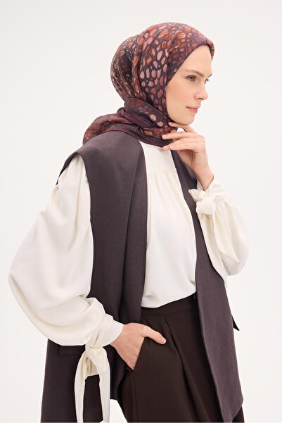 Silk Home وشاح تينسل مونار بنمط حجري أحمر كلاريت 90x90