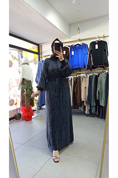 MODA İpek cupra füme tesettür elbise