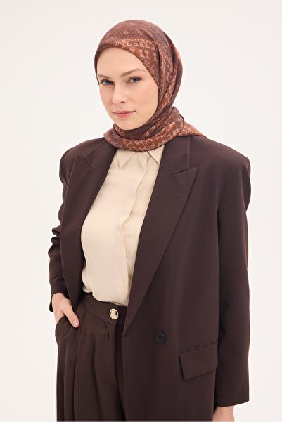 Silk Home وشاح تينسل مونار بنمط عثماني بني غامق 90×90
