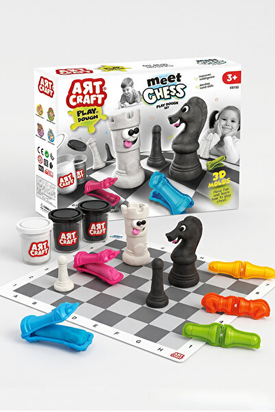 craftivio مجموعة عجينة لعب الشطرنج ثلاثية الأبعاد من Art Craft Meet Chess، لع...