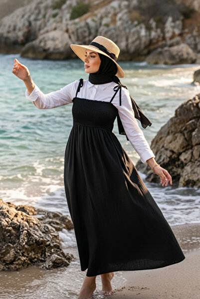 Zeneva Collection Βαμβακερό καλοκαιρινό φόρεμα με μακριά τιράντες χωρίς επένδυση