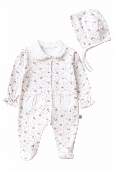 Mini Ropa بدلة أطفال بناتي مزينة بالورود مع جيوب وقفازات مدمجة