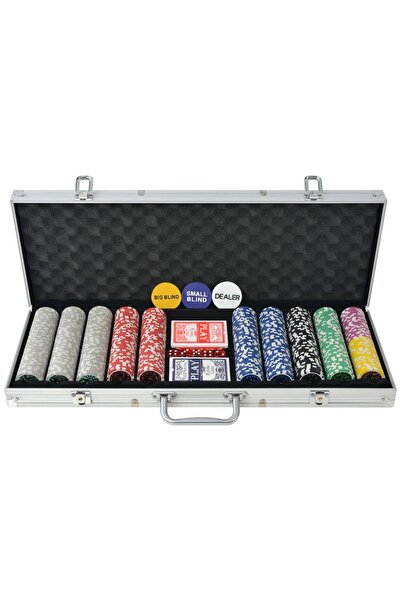 vidaxl Σετ Πόκερ με 500 Μάρκες Laser από Αλουμίνιο 80184