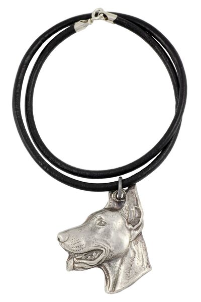 Art - Dog Dobermann, Doberman Pinscher - Colier cu câine, pandantiv placat cu...