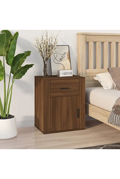 vidaxl Κομοδίνο Καφέ Δρυς 50x36x60 εκ. από Επεξεργασμένο Ξύλο