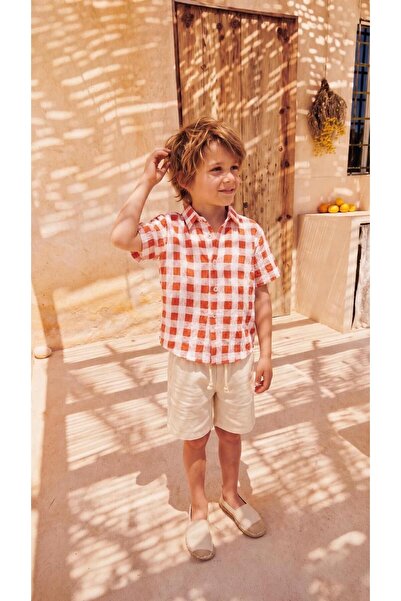 elzo collection Boy's Checkered Shirt and Shorts Set