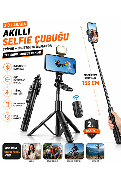 SAYMOND Uzaktan Kumandalı 153 Cm Yüksek Kalite Alüminyum Tripod Ve Selfie Çub...