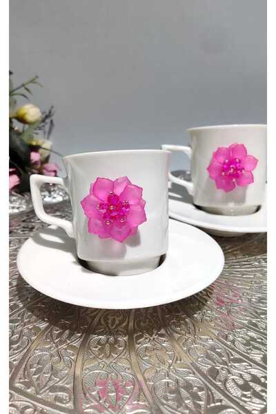 KirLiNova Fuchsia Flower Motif 2-Piece Porcelain Cup Set