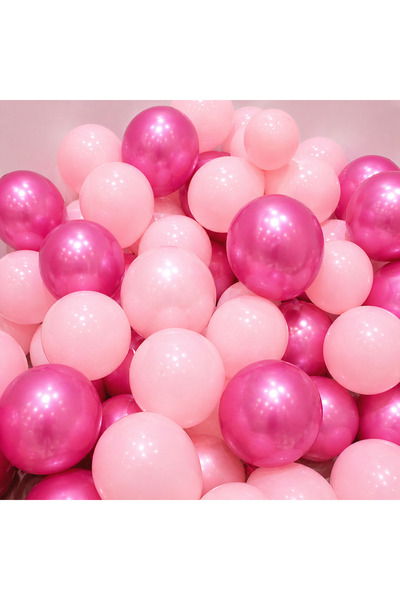 BALON DİYARI Metalik Koyu Pembe ve Soft pembe Renk Balon Seti