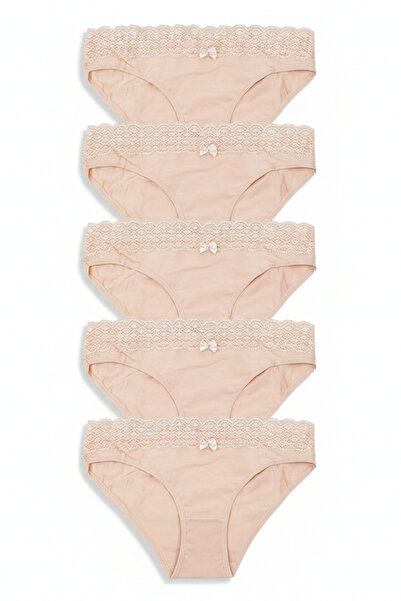 Nicoletta Γυναικεία Σλιπ 5 Τεμαχίων Πακέτο Λύκρα Βαμβακερά με Φαρδιά Δαντέλα ...