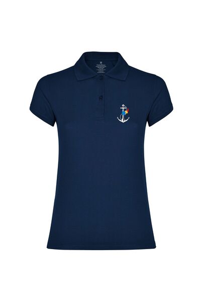 ColorEscu Tricou polo Ancora Marina România, broderie, damă, densitate mare, ...