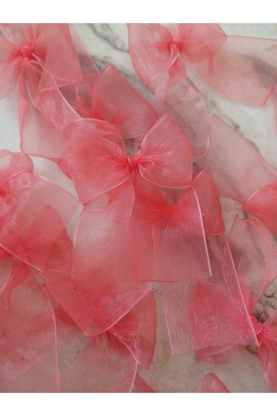 Rana İkra Art Pink Colored Ready-Made Bow Ribbon (10 Pieces)