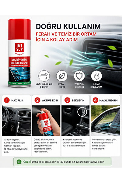 INT SUP Araç Kokusu Giderici Sprey – Klima Temizleyici & Ferahlatıcı