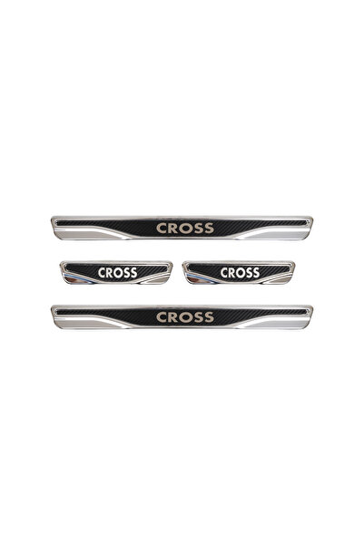 BRSPLAST Egea Cross Uyumlu Kapı Eşiği Karbon Krom 4 Parça