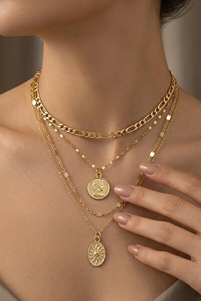 M Miel Kadın gold 4lü kolye set