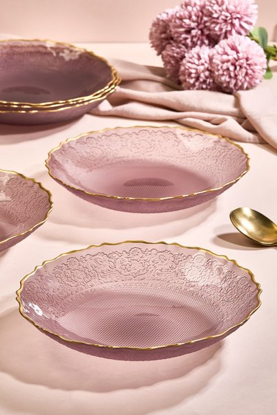 Lora Bianca Goblen Plum 6 Piece 21 cm Dinner Plate Set